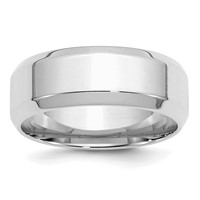 Sterling Silver Rhodium-plated 8mm Bevel Edge Band view 1