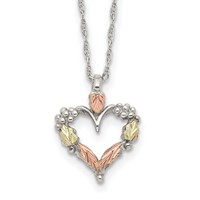Landstrom's Mt. Rushmore Black Hills Sterling Silver 12K Gold Accents Open Heart Spring Ring Clasp Necklace, 18" view 1