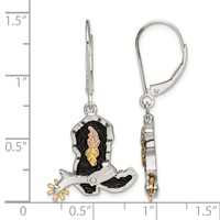 Landstrom's Mt. Rushmore Black Hills Sterling Silver 12K Gold Accents Antiqued Cowboy Boot Earrings with 10K Spur Dangle Leverback view 4