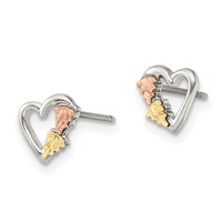 Landstrom's Mt. Rushmore Black Hills Sterling Silver 12K Gold Accents Heart Post Stud Earrings view 2