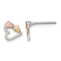 Landstrom's Mt. Rushmore Black Hills Sterling Silver 12K Gold Accents Heart Post Stud Earrings view 1