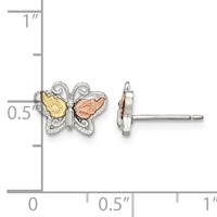 Landstrom's Mt. Rushmore Black Hills Sterling Silver 12K Gold Accents Butterfly Post Stud Earrings view 4