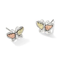 Landstrom's Mt. Rushmore Black Hills Sterling Silver 12K Gold Accents Butterfly Post Stud Earrings view 5