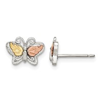 Landstrom's Mt. Rushmore Black Hills Sterling Silver 12K Gold Accents Butterfly Post Stud Earrings view 1