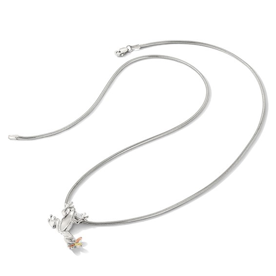 Landstrom's Mt. Rushmore Black Hills Sterling Silver 12K Gold Accents Frog Slide 20 inch Lobster Clasp Necklace