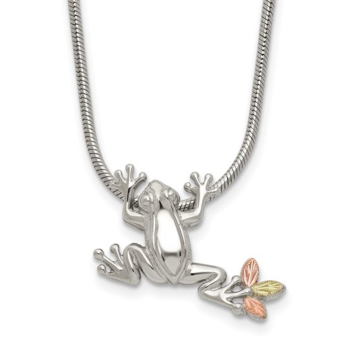Landstrom's Mt. Rushmore Black Hills Sterling Silver 12K Gold Accents Frog Slide Lobster Clasp Necklace, 20"