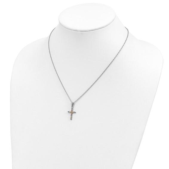 Landstrom's Mt. Rushmore Black Hills Sterling Silver 12K Gold Accents Cross 18 inch Spring Ring Clasp Necklace