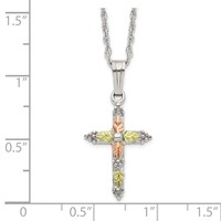 Landstrom's Mt. Rushmore Black Hills Sterling Silver 12K Gold Accents Cross Spring Ring Clasp Necklace, 18" view 4