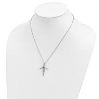 Landstrom's Mt. Rushmore Black Hills Sterling Silver 12K Gold Accents Floral Cross Spring Ring Clasp Necklace, 18" view 3