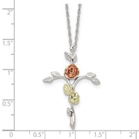 Landstrom's Mt. Rushmore Black Hills Sterling Silver 12K Gold Accents Floral Cross Spring Ring Clasp Necklace, 18" view 4