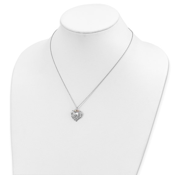 Landstrom's Mt. Rushmore Black Hills Sterling Silver 12K Gold Accents Horse Within Heart 18 inch Spring Ring Clasp Necklace