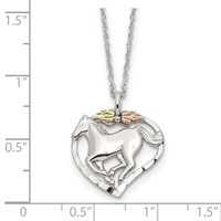 Landstrom's Mt. Rushmore Black Hills Sterling Silver 12K Gold Accents Horse Within Heart Spring Ring Clasp Necklace, 18" view 3