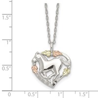 Landstrom's Mt. Rushmore Black Hills Sterling Silver 12K Gold Accents Horse Within Heart Spring Ring Clasp Necklace, 18" view 3
