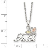 Landstrom's Mt. Rushmore Black Hills Sterling Silver 12K Gold Accents Faith Butterfly Spring Ring Clasp Necklace, 18" view 2