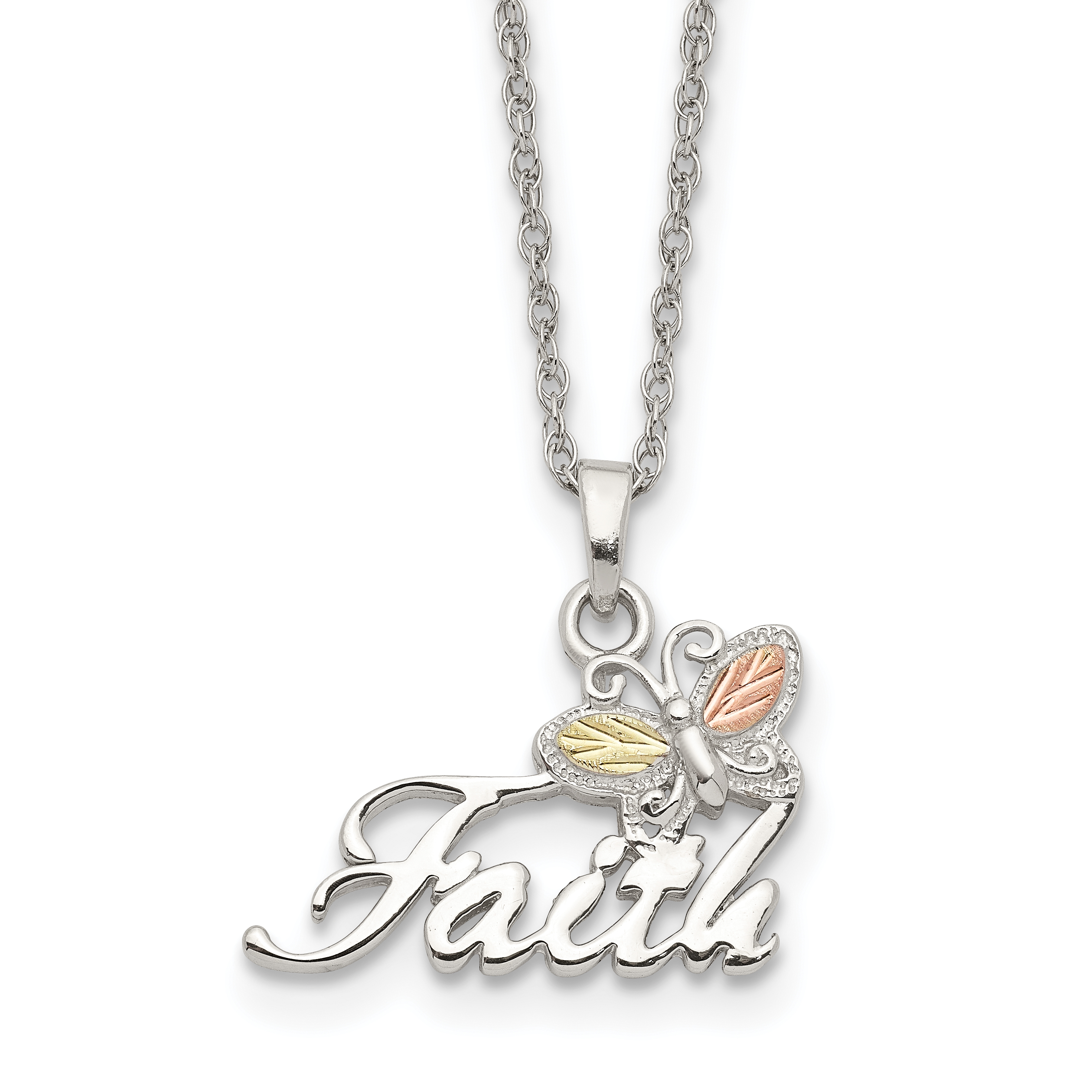 Landstrom's Mt. Rushmore Black Hills Silver 12K Gold Accents Faith Butterfly 18 main product image