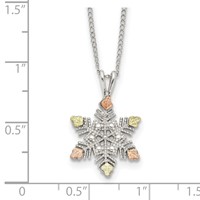 Landstrom's Mt. Rushmore Black Hills Sterling Silver 12K Gold Accents Snowflake Spring Ring Clasp Necklace, 18" view 2