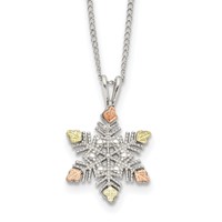 Landstrom's Mt. Rushmore Black Hills Sterling Silver 12K Gold Accents Snowflake Spring Ring Clasp Necklace, 18" view 1