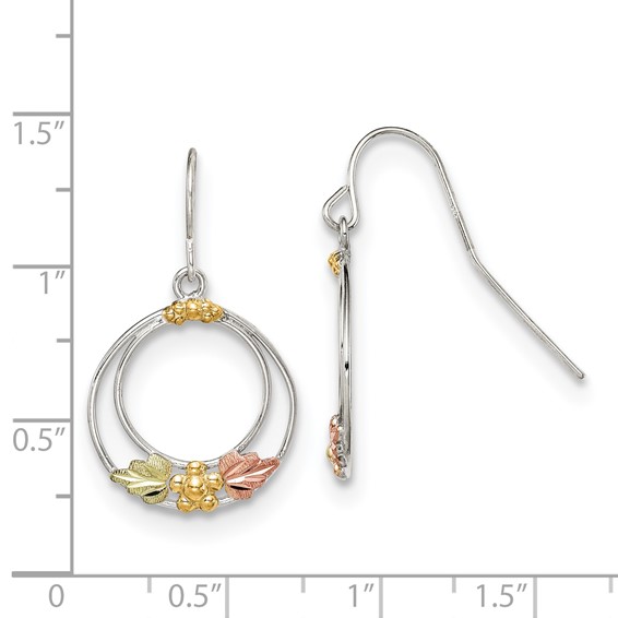 Landstrom's Mt. Rushmore Black Hills Sterling Silver 12K Gold Accents Shepherd Hook Dangle Earrings