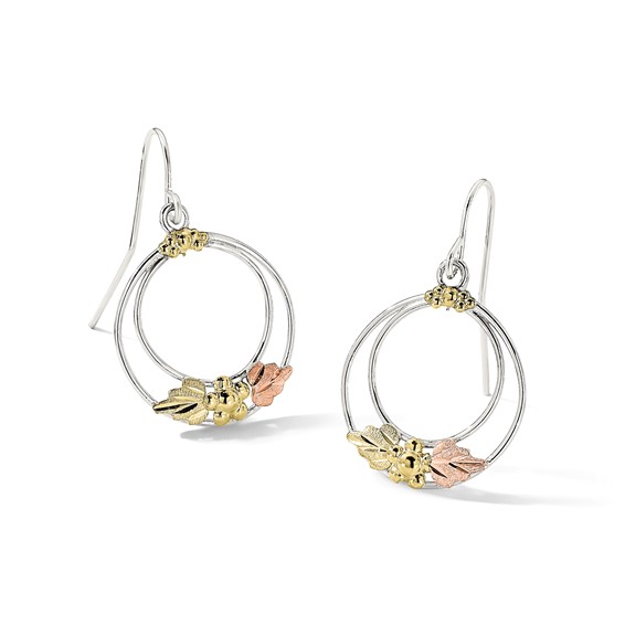 Landstrom's Mt. Rushmore Black Hills Sterling Silver 12K Gold Accents Shepherd Hook Dangle Earrings