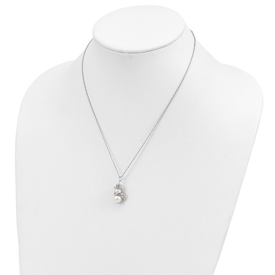 Landstrom's Mt. Rushmore Black Hills Sterling Silver 12K Gold Accents Imitation Pearl Snowman 18 inch Spring Ring Clasp Necklace