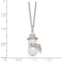 Landstrom's Mt. Rushmore Black Hills Sterling Silver 12K Gold Accents Imitation Pearl Snowman Spring Ring Clasp Necklace, 18" view 2
