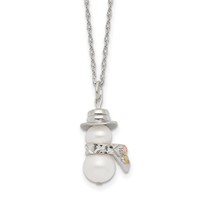 Landstrom's Mt. Rushmore Black Hills Sterling Silver 12K Gold Accents Imitation Pearl Snowman Spring Ring Clasp Necklace, 18" view 1