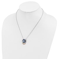 Landstrom's Mt. Rushmore Black Hills Sterling Silver 12K Gold Accents Horseshoe Necklace with Horse Head Blue Cameo Spring Ring Clasp, 18" view 2