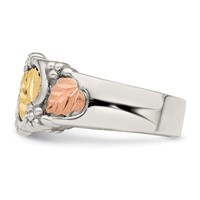 Landstrom's Mt. Rushmore Black Hills Sterling Silver 12K Gold Accents Leaves Ring view 3
