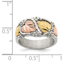 Landstrom's Mt. Rushmore Black Hills Sterling Silver 12K Gold Accents Leaves Ring view 4