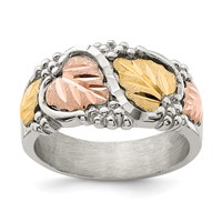Landstrom's Mt. Rushmore Black Hills Sterling Silver 12K Gold Accents Leaves Ring view 1