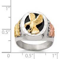 Landstrom's Mt. Rushmore Black Hills Sterling Silver 12K Gold Accents Antiqued Eagle Ring view 4