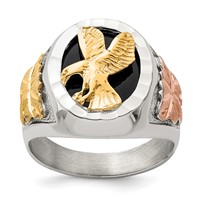 Landstrom's Mt. Rushmore Black Hills Sterling Silver 12K Gold Accents Antiqued Eagle Ring view 1
