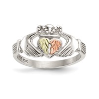 Landstrom's Mt. Rushmore Black Hills Sterling Silver 12K Gold Accents Claddagh Ring view 1