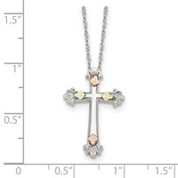 Landstrom's Mt. Rushmore Black Hills Sterling Silver 12K Gold Accents Cross Spring Ring Clasp Necklace, 18" view 2