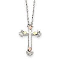 Landstrom's Mt. Rushmore Black Hills Sterling Silver 12K Gold Accents Cross Spring Ring Clasp Necklace, 18" view 1