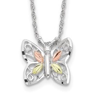 Landstrom's Mt. Rushmore Black Hills Sterling Silver 12K Gold Accents Butterfly Spring Ring Clasp Necklace, 18" view 1