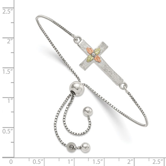 Landstrom's Mt. Rushmore Black Hills Sterling Silver 12k Accents Landstrom's Mt. Rushmore Black Hills Gold Cross Adjustable Bracelet