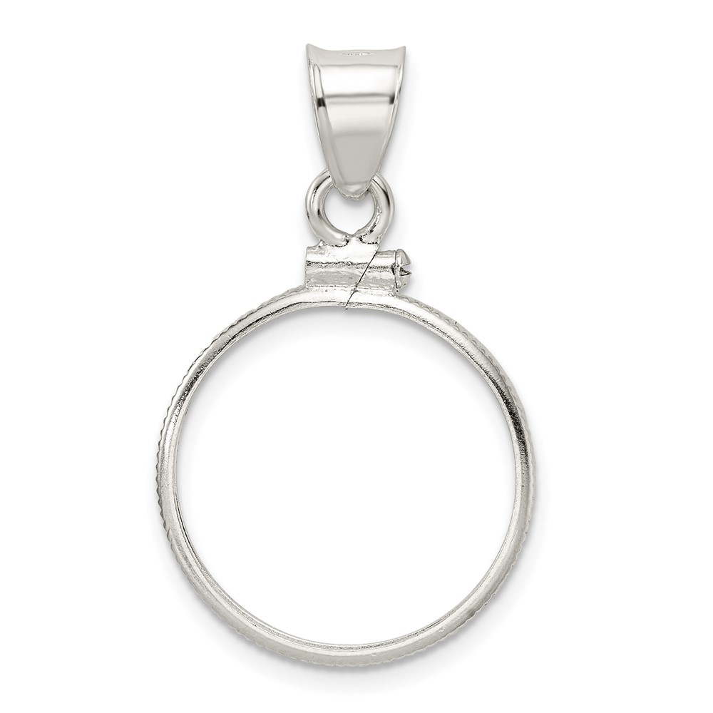 Wideband Distinguished Coin Jewelry Sterling Silver Polished 19.1 x 1.5mm $0.01 Screw Top Coin Bezel Pendant (QBP1)