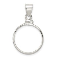 Wideband Distinguished Coin Jewelry Sterling Silver Polished 19.1 X 1.5mm $0.01 Screw Top Coin Bezel Pendant view 3