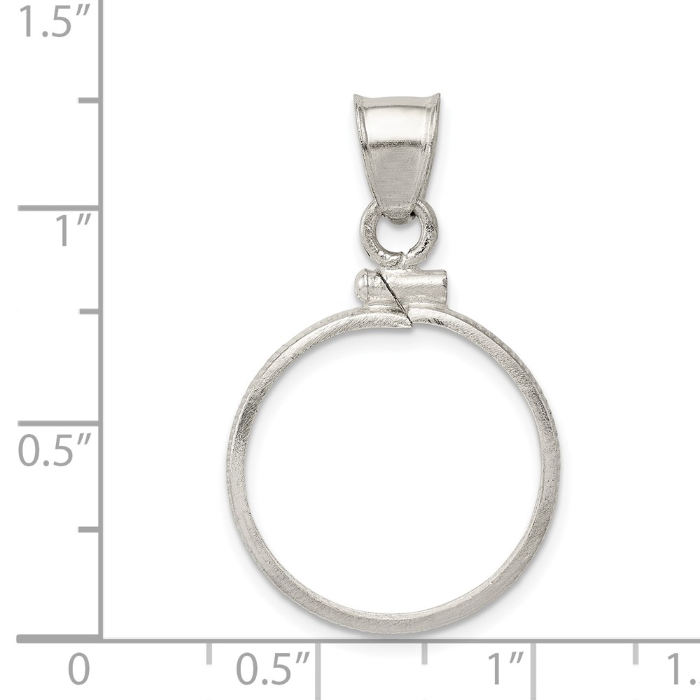 Wideband Distinguished Coin Jewelry Sterling Silver Polished 19.1 x 1.5mm $0.01 Screw Top Coin Bezel Pendant (QBP1)