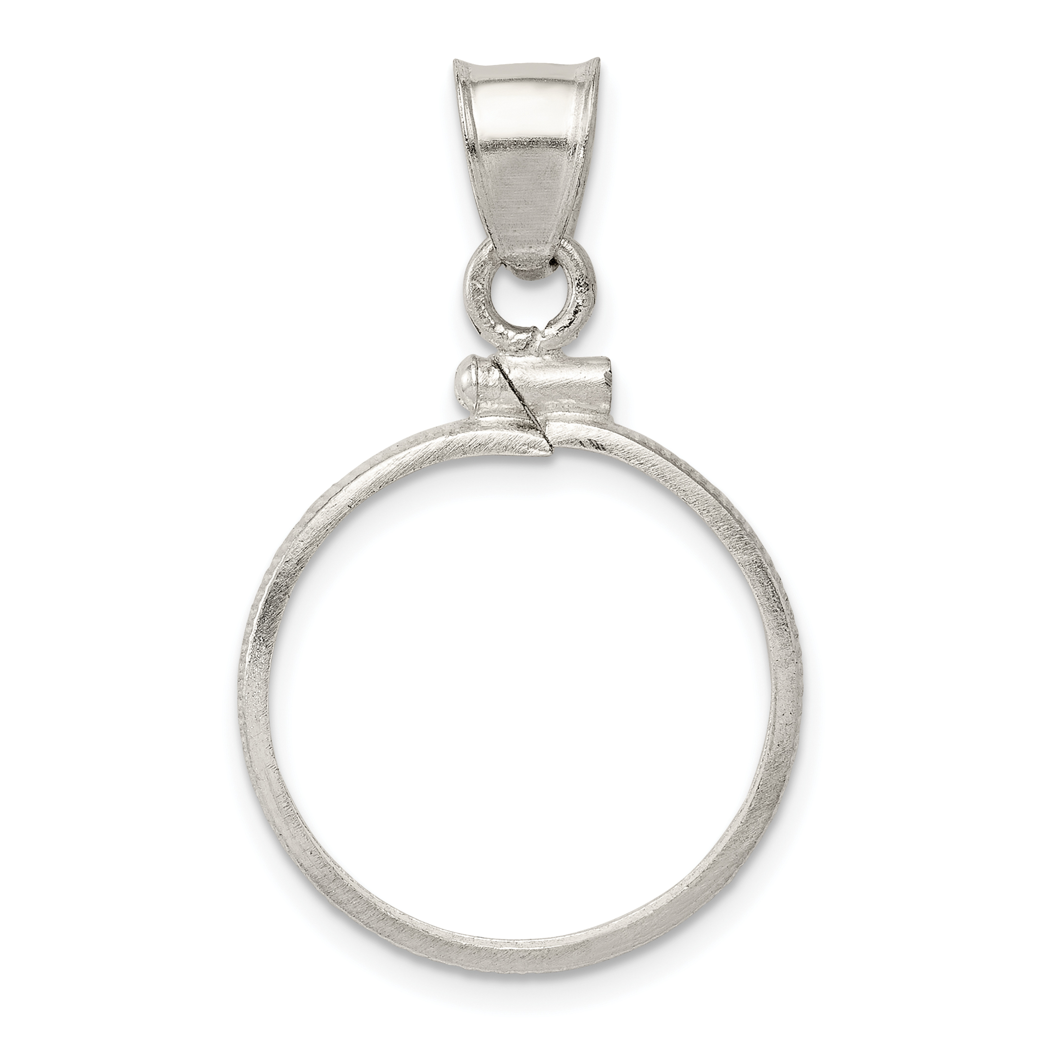 Wideband Distinguished Coin Jewelry Sterling Silver Polished 19.1 x 1.5mm $0.01 Screw Top Coin Bezel Pendant (QBP1)