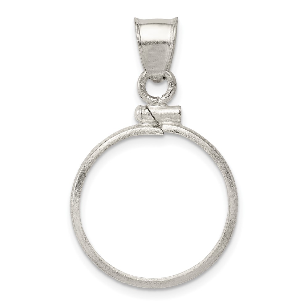 Wideband Distinguished Coin Jewelry Sterling Silver Polished 19.1 x 1.5mm $0.01 Screw Top Coin Bezel Pendant (QBP1)