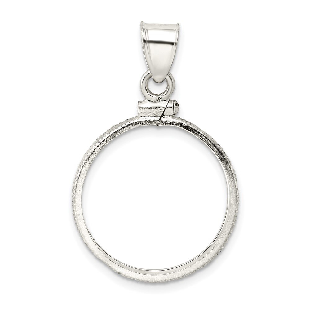 Wideband Distinguished Coin Jewelry Sterling Silver Polished 21.1 x 2.0mm $0.05 Screw Top Coin Bezel Pendant (QBP2)