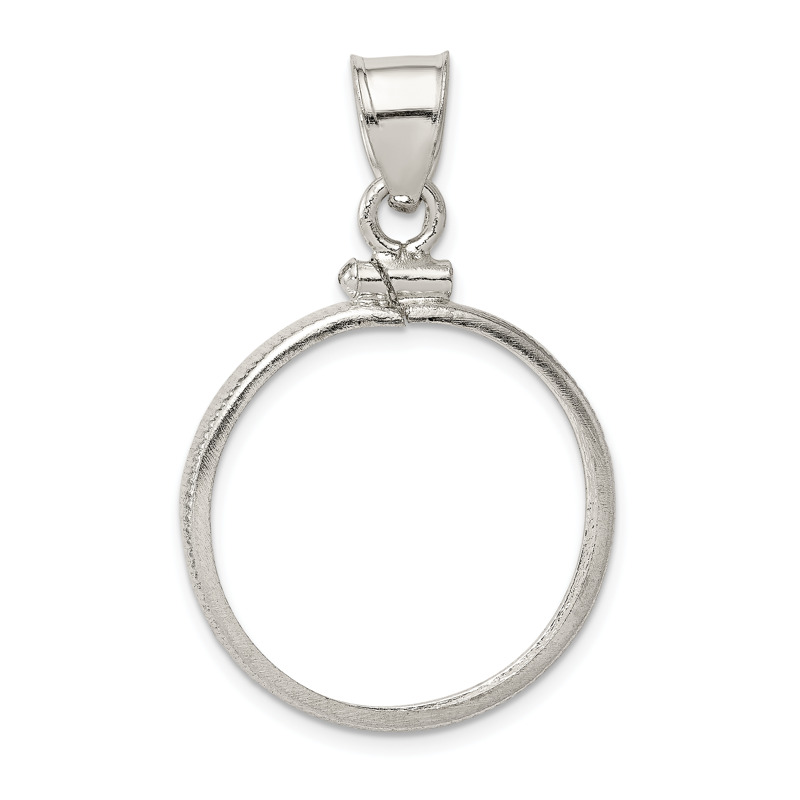 Wideband Distinguished Coin Jewelry Sterling Silver Polished 21.1 x 2.0mm $0.05 Screw Top Coin Bezel Pendant (QBP2)