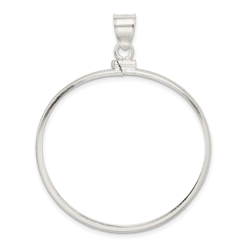 Wideband Distinguished Coin Jewelry Sterling Silver Polished 38.2 x 2.8mm Screw Top Coin Bezel Pendant (QBP3)