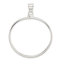 Wideband Distinguished Coin Jewelry Sterling Silver Polished 38.2 X 2.8mm Screw Top Coin Bezel Pendant view 3