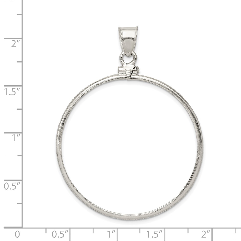 Wideband Distinguished Coin Jewelry Sterling Silver Polished 38.2 x 2.8mm Screw Top Coin Bezel Pendant (QBP3)