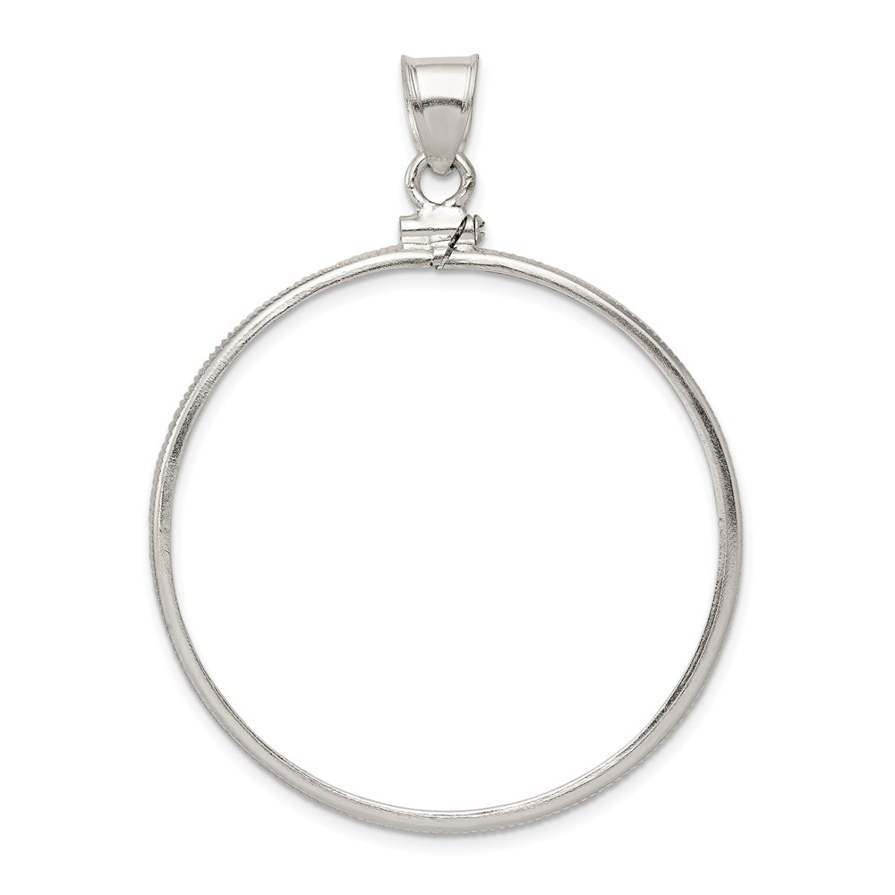 Wideband Distinguished Coin Jewelry Sterling Silver Polished 38.2 x 2.8mm Screw Top Coin Bezel Pendant (QBP3)
