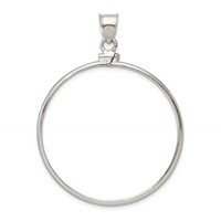 Wideband Distinguished Coin Jewelry Sterling Silver Polished 38.2 X 2.8mm Screw Top Coin Bezel Pendant view 1