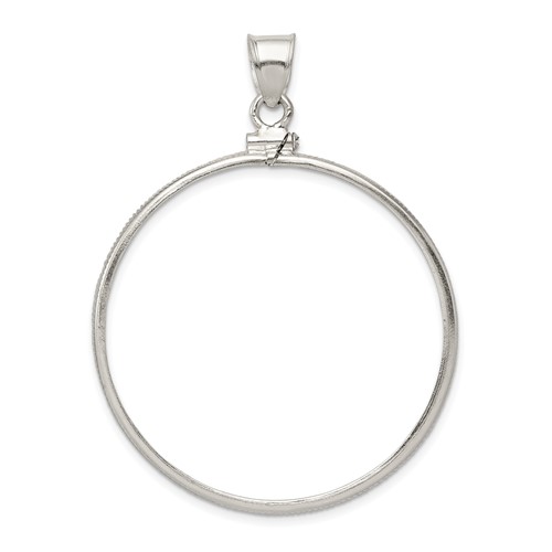 Wideband Distinguished Coin Jewelry Sterling Silver Polished 38.2 X 2.8mm Screw Top Coin Bezel Pendant